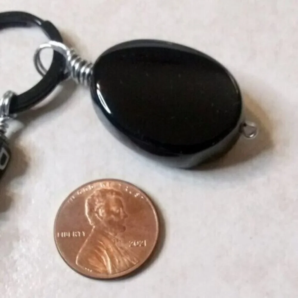 DADDY! Personalized Fishing Lure Key Chain - Black Onyx + Black Fish Key Ring